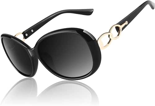 CGID Lunettes de Soleil Femme Polarisées Grand Cadre Protection UV400