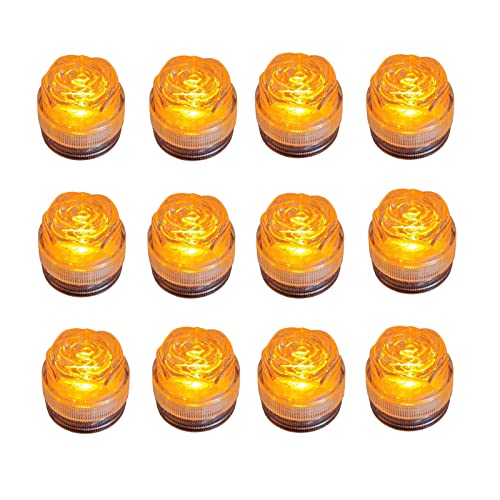 Image of Bright LED Battery Operated Flameless Tea Light, Submersible Tea Candle Waterproof Decorations Underwater Vase Light for Party & Wedding, Pack of 12 (Orange)