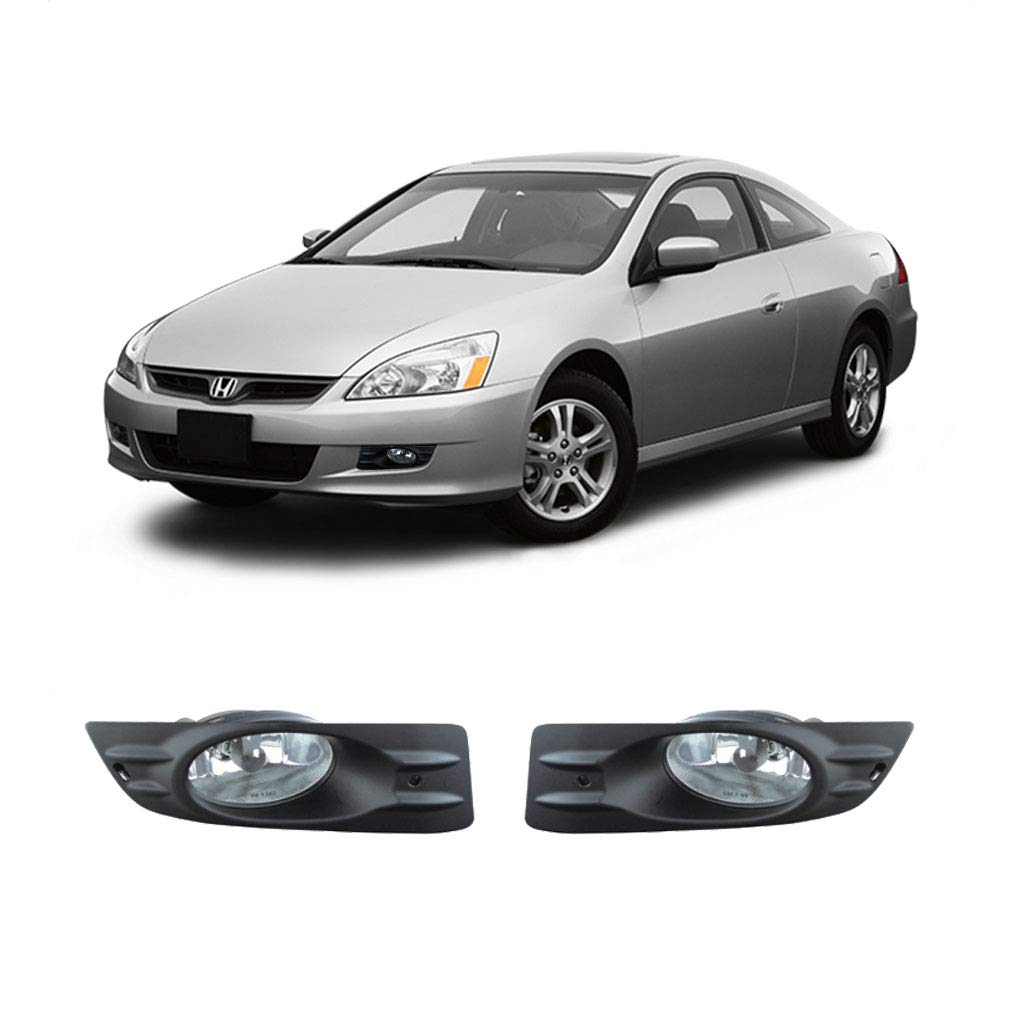 CONCEPT AUTOMOTIVE LIGHTS Fog For 2006 2007 Honda Accord 2DR Coupe Fog Left & Right Assembly Kit w/ Wiring Switch Bezel (With Halogen Bulbs)