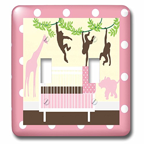 Interrupteur à bascule animaux de la jungle rose pour décoration murale enfant