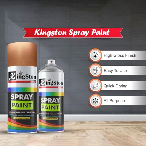 Image of Kingston Acrylic Paint Spray Multi-Surface DIY Paint for Metal, Wood, Wall - 400ml Can - 1Pc (Bright Chrome)