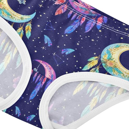 Cotton Toddler Underwear Floral Moons Feathers Butterflies Dark Panties for Girl Fun Print Briefs Girls Undies 2t4