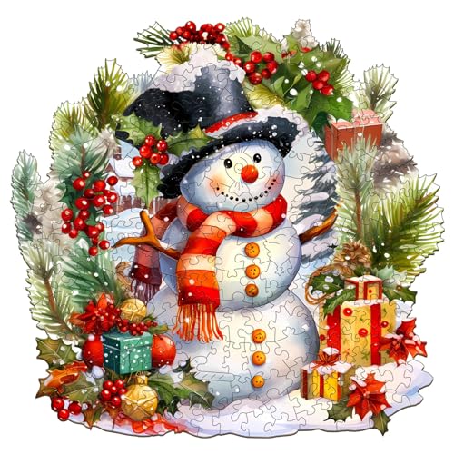Christmas Wooden Puzzles for Adults - Snowman Wooden Puzzle, Unique Wood Jigsaw Puzzle for Adults, Wood Puzzles Adult, Gifts for Family, Wall Art Home Decor (500pcs 17.3 * 16.7in XL)