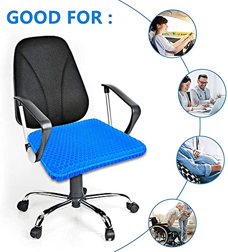 Image of Honeycomb Gel Seat Cushion - Breathable Honeycomb Design, Thick & Elastic Gel, Non-Slip Cloth Cover - Portable Home, Office, Wheelchair, & Car Seat Support - Helps Provide Relief for Back Pain