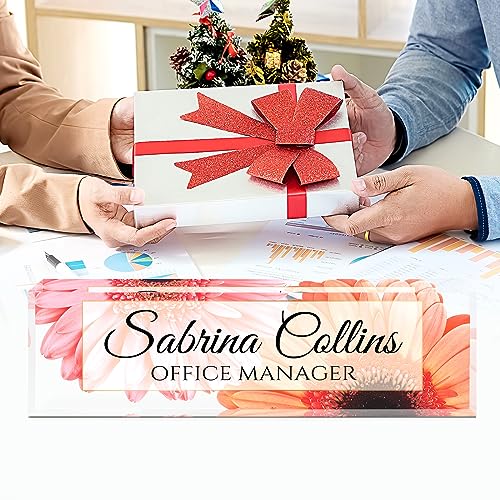 Image of Name Plate for Desk, Desk Name Plate Personalized, Office Decor for Women Men, Acrylic Desktop Accessories, Office Appreciation Gifts for Boss Social Workers Nurse Teacher Employee (Sunflowers A)