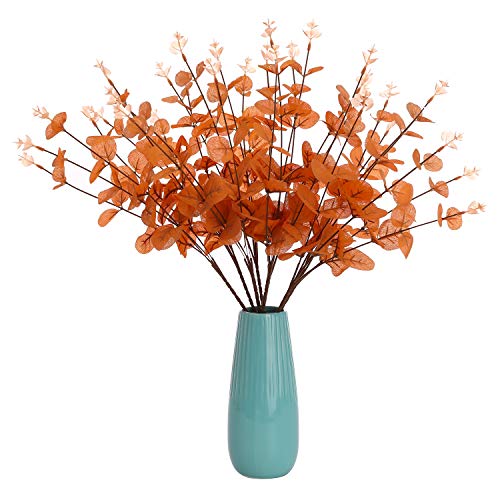 Lucky Bird Artificial Eucalyptus Flower 2pcs Silk Leaf Round Floral Stem Faux Greenery Silver Dollar Eucalyptus Bushes Plants for Wedding Bouquet Party Home Craft Decor (New-Deep Orange) Lucky Bird Artificial Eucalyptus Flower 2pcs Silk Leaf Round Floral Stem Faux Greenery Silver Dollar Eucalyptus Bushes Plants for Wedding Bouquet Party Home Craft Decor (New-Deep Orange)