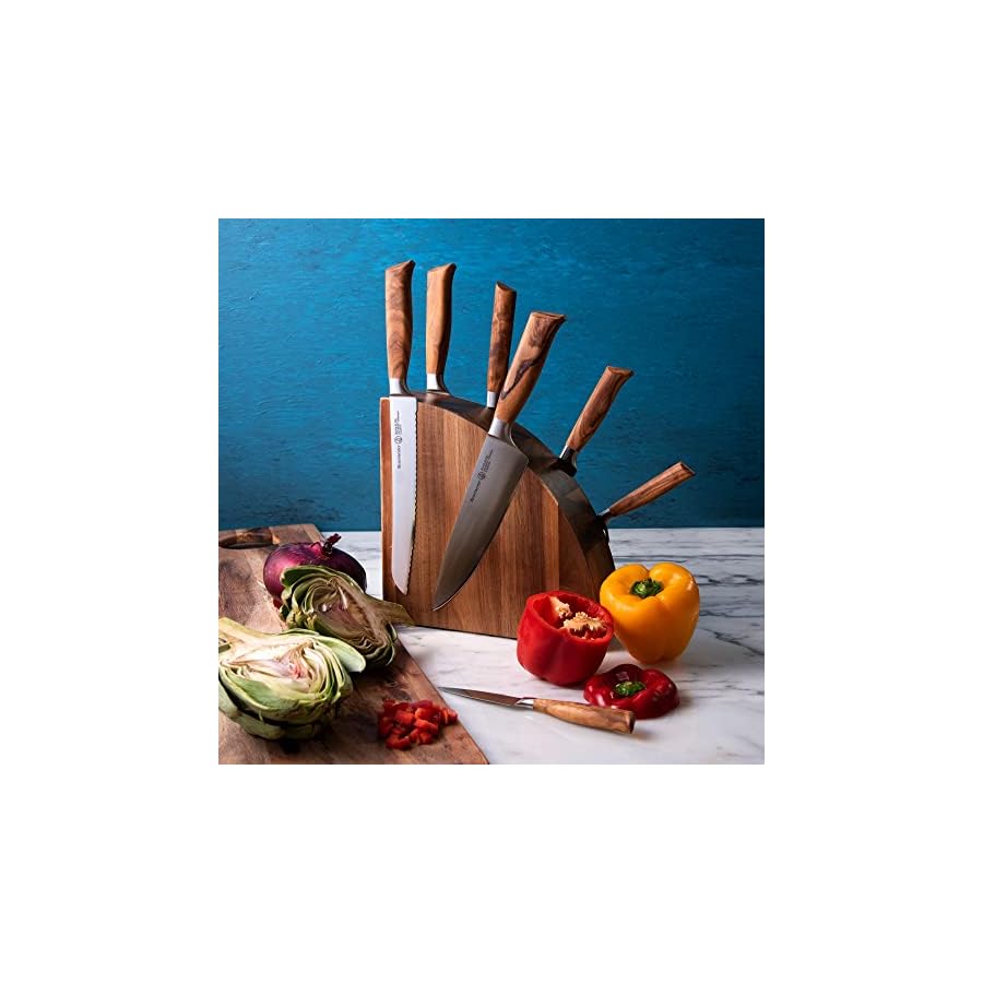 Messermeister-Oliva-Elite-8-Piece-Magnet-Block-Set-Includes-Chefs-Bread-Carving-Fork-Cheese-Tomato-Utility-Paring-Knife-Magnet-Block Messermeister Oliva Elite 8-Piece Magnet Block Set - Includes Chef’s, Bread, Carving, Fork, Cheese & Tomato, Utility & Paring Knife + Magnet Block