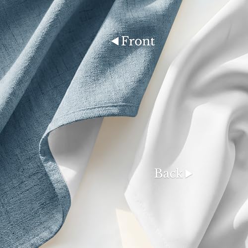 Image of NICETOWN 100% Blackout Linen Sliding Door Curtains with White Liner Composite, Grommet Extra Wide Window Treatments Room Divider Drapes for Bedroom /Living Room, Stone Blue, W100 x L84, 1 Panel