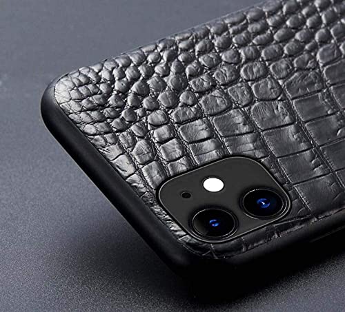 Coque Alligator pour iPhone 11 en cuir véritable élégant marron - 7