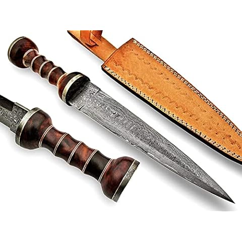 REG-2197 - Custom Handmade Damascus Steel 15 Inches Blade Knife - Perfect Grip Rose Wood Handle Cover