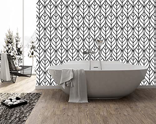 Black And White Peel And Stick Contact Paper Self Adhesive Umbrella Shape Wallpaper Removable Vinyl Film Decorative Shelf Drawer Liner Sticker 17.7 Inch X 118 Inch (Black And White, 17.7 X 118 Inch) #TOP6