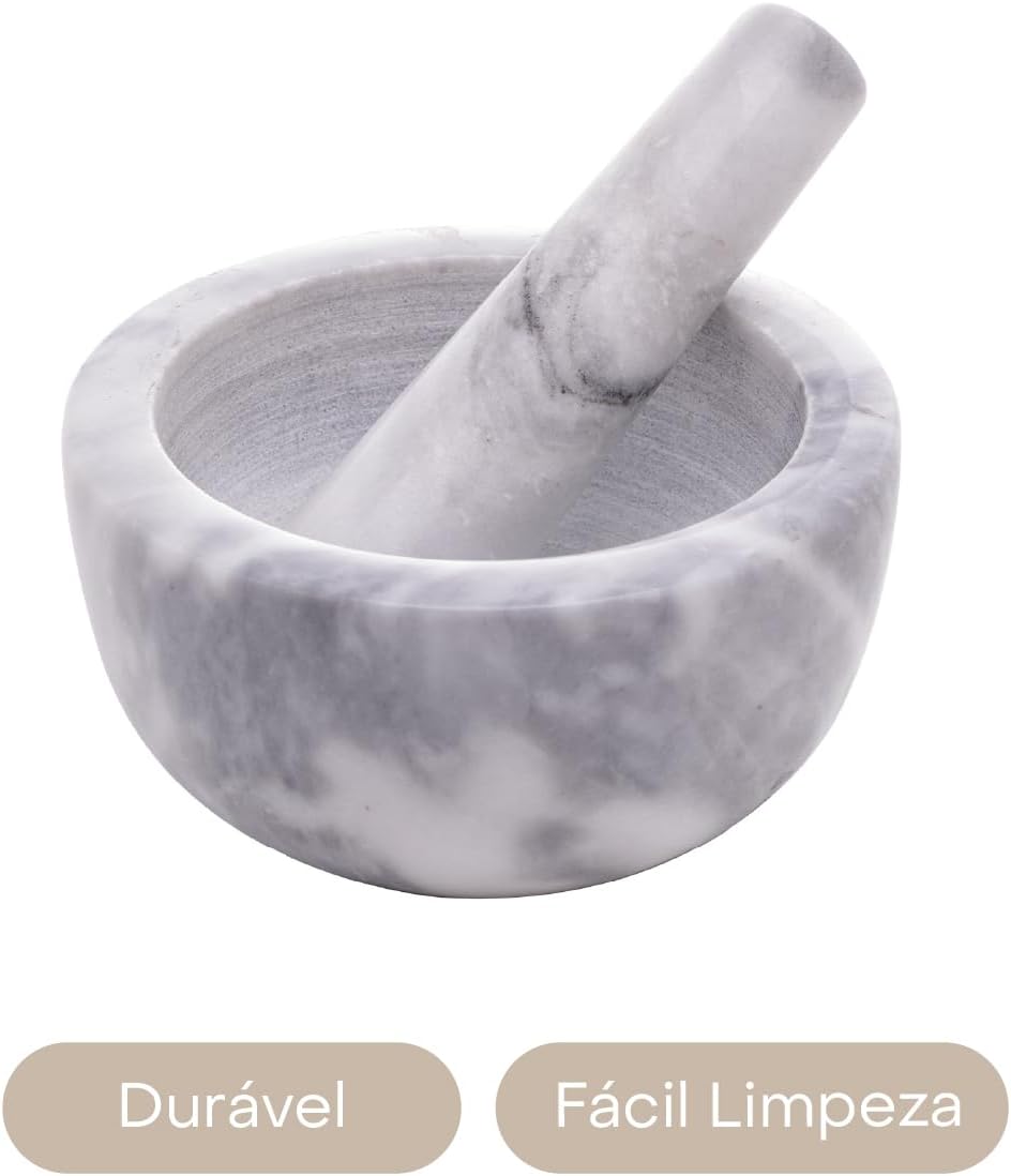 LYOR - Conjunto Pilão e Socador de Mármore Marin 12cm x 6cm