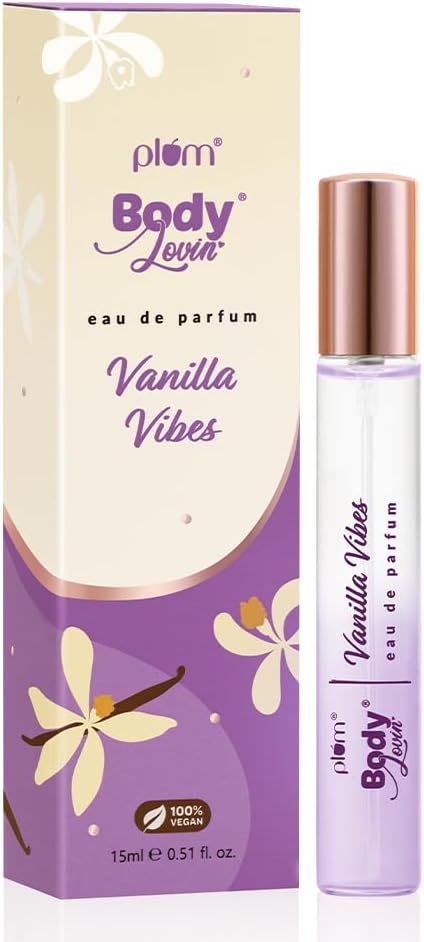 Plum BodyLovin' Vanilla Vibes Perfume | Long Lasting & Premium Warm Fragrance | Luxury Perfume For Women | Sweet, Warm & Irresistible Notes of Vanilla | Travel Friendly | High On Fun | 15ml