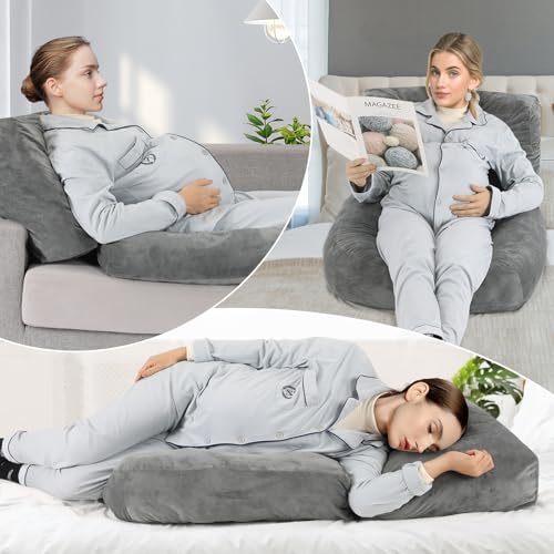 Image of Pregnancy Belly Pillow for Sleeping, Full Body Pregnancy Massage Pillow | 45.3 Inch with Removable Cover, Support for Back, Legs, Belly, HIPS for Pregnant Women