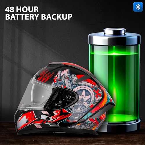 Image of Steelbird SBH-32 Trickster Bluetooth ISI and Dot Certified Full Face Helmet for Men and Women with Inner Smoke Sun Shield