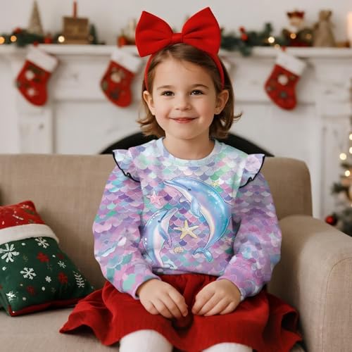 Animal Toddler Sweatshirt Crew Neck Girls Ruffle Long Sleeve Pullover Sleeve Tops for Kindergartener 1T-4