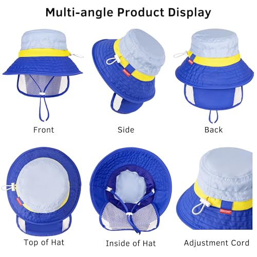 Image of HECCEI Baby Sun Hat with Neck Flap, Windproof, Sunscreen, Warm, UPF 50+ DryShade SkyCandy Outdoor Beach Hat for 0-24 Months