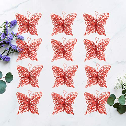 KESYOO 12 peças de enfeite de borboleta criativa para pendurar, ornamentos de árvore de Natal, simul