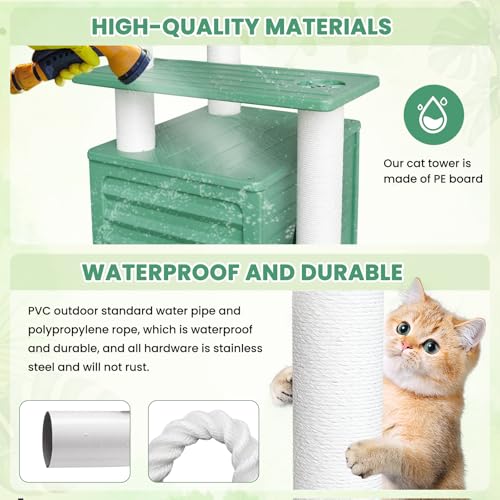 MAOHEGOU 72 Inches Tall Cat Tree, Outdoor Cat House, Weatherproof Large Cat Condo with Cat Scratch Post, for Outdoor and Indoor Cat Towers
