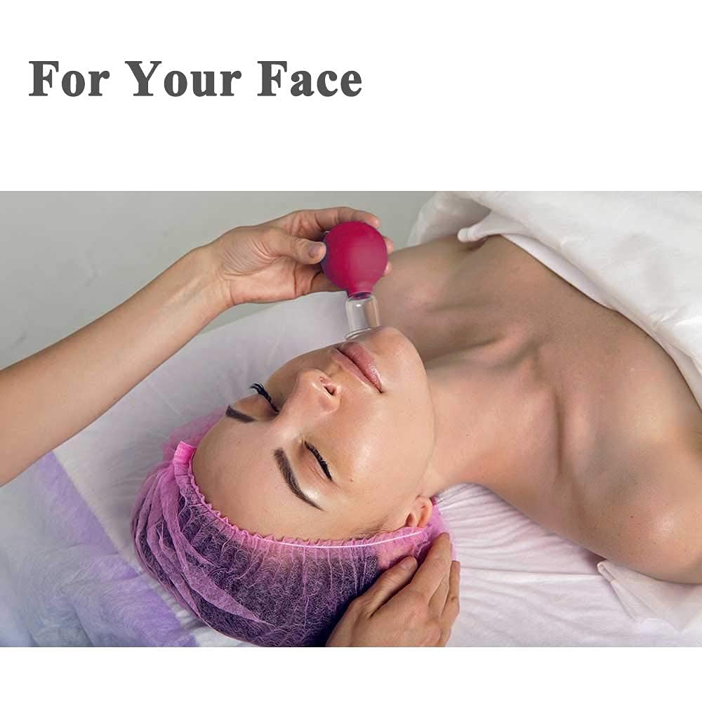 Set professionale per massaggio facciale (confezione da 2) in silicone con ventosa per massaggio viso, anticellulite, terapia linfatica, set per occhi, viso e corpo