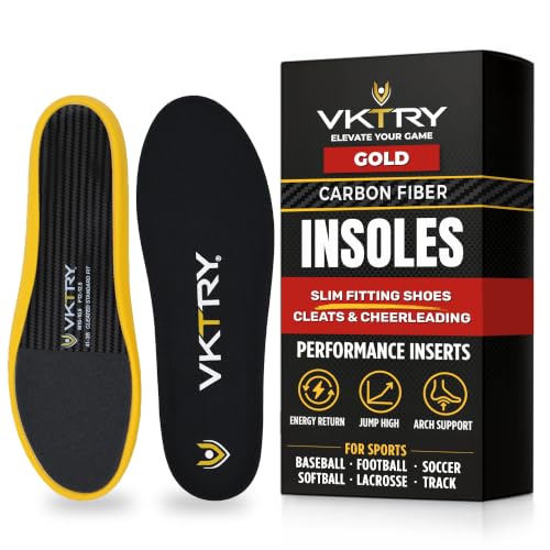 VKTRY Gold Sport Insoles for Cleated Shoes - Carbon Fiber In...