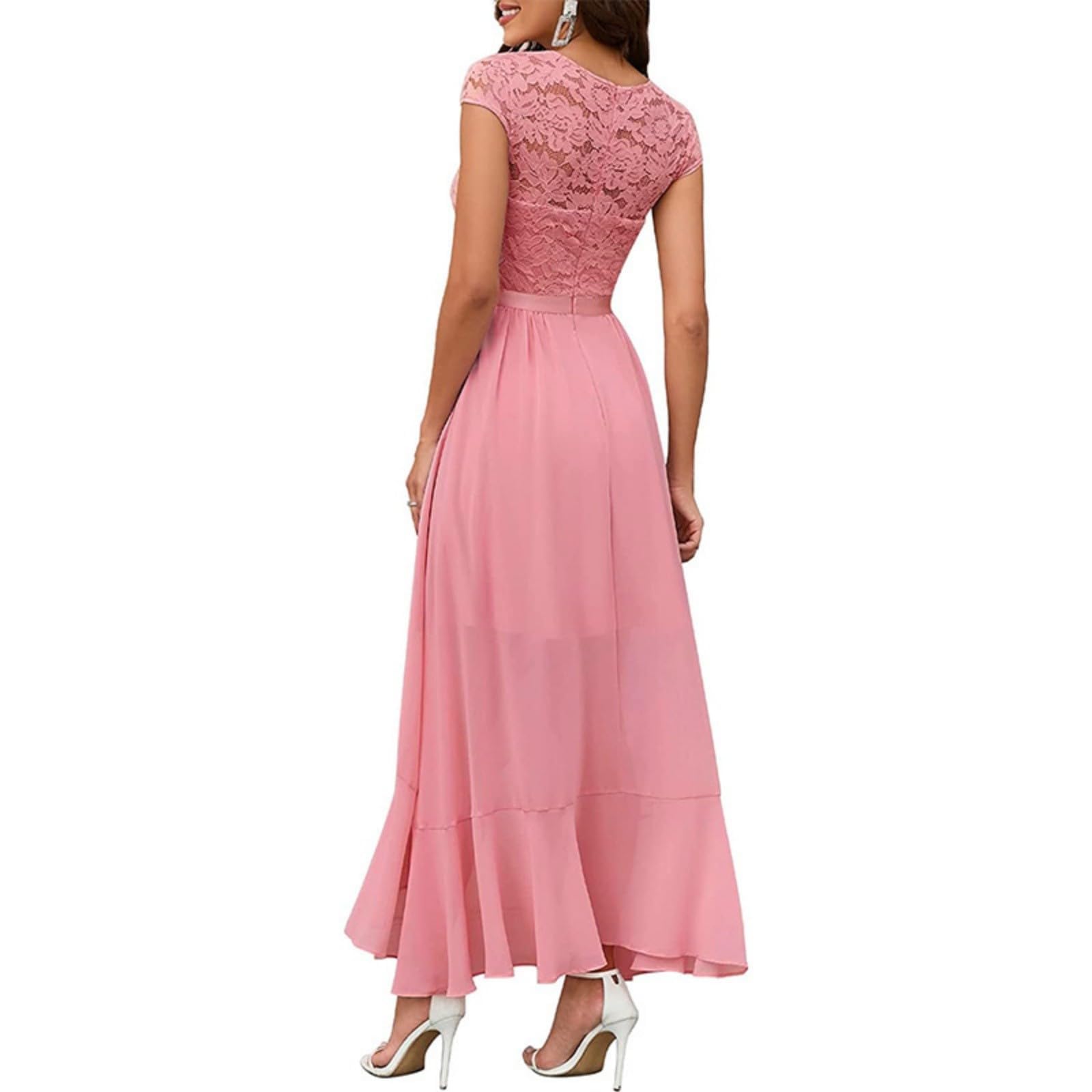Vestido largo de fiesta para mujer, con decoración de bordado, elegante, línea A, cintura alta, vestido maxi festivo para bodas y noches de gala