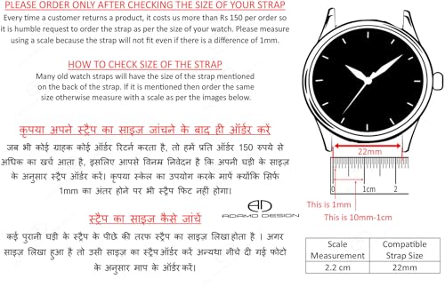 Image of ADAMO Universal Genuine Leather Strap Suitable for All Watches (for Replacement to Titan, timex etc.) and 20 /22 MM Smart Watches