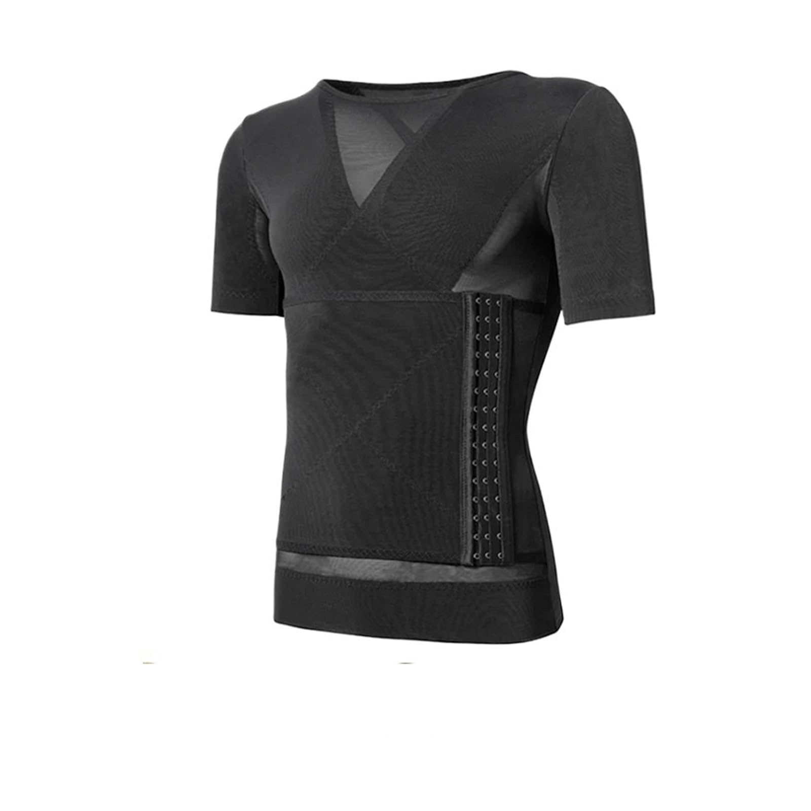 Shapewear Herren Herren Body Shaper Kompression Shirts Bauch Shapewear Bauch Abnehmen Gynäkomastie Shaper Korsett Taille Trainer Tops(Black with Sleeve,M)