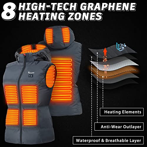 Eoyekli Women's Heated Vest 7.4V Battery - Detachable Heated Hood And 10000Mah Battery Pack, Heated Vest Women #TOP2