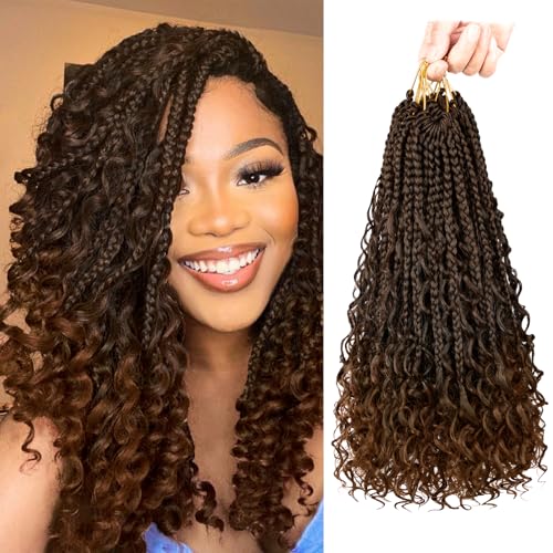 Boho Box Braids Crochet Hair 14 Inch, Goddess Crochet Box