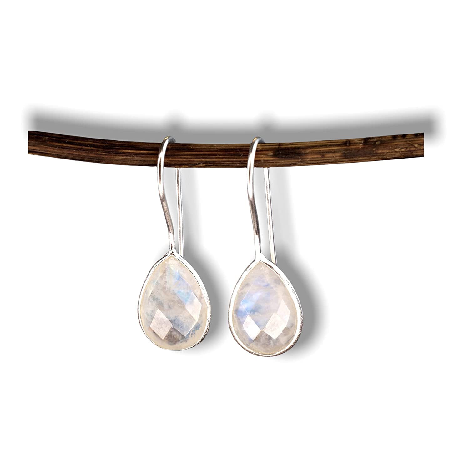 Boucles d'oreilles en argent sterling 925 pierre de lune anti-allergie pour peaux sensibles