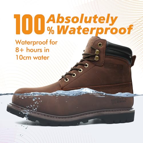 Image of Work Boots for Men Waterproof Soft Toe Non Slip Comfortable Leather Workboots