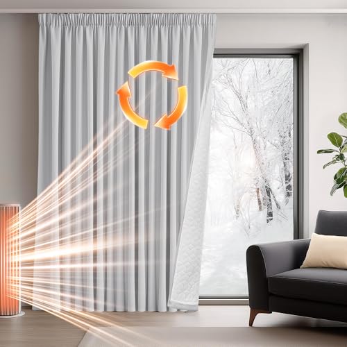 Deconovo Cortinas Opacas Blackout con Volantes, Cortinas Gruesas para Salón, Térmicas Aislantes, para Puertas, Divisorias de Habitación, 140×160 CM, Blanco, 1 Paneles