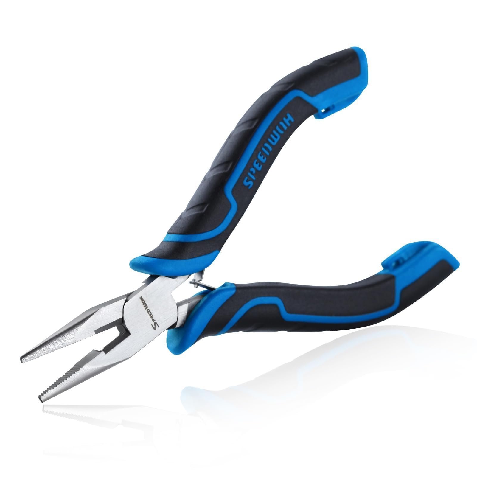 SPEEDWOX 5-Inch Mini Chain Nose Pliers for Jewelry Making Long Nose Pliers with Teeth Small Jewelry Plier with Cutter Serrated Jaws Needle-Nose Plier for Bending Wire Handcraft Work in Tight Areas