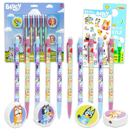 Crayons porte-mines Bluey : pack scolaire de 10 pièces contre les mines brisées
