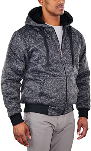 Image of ToBeInStyle Men's Polar Fleece Long Sleeve Zip Up Kangaroo Pocket Cold Weather Hoodie Jacket