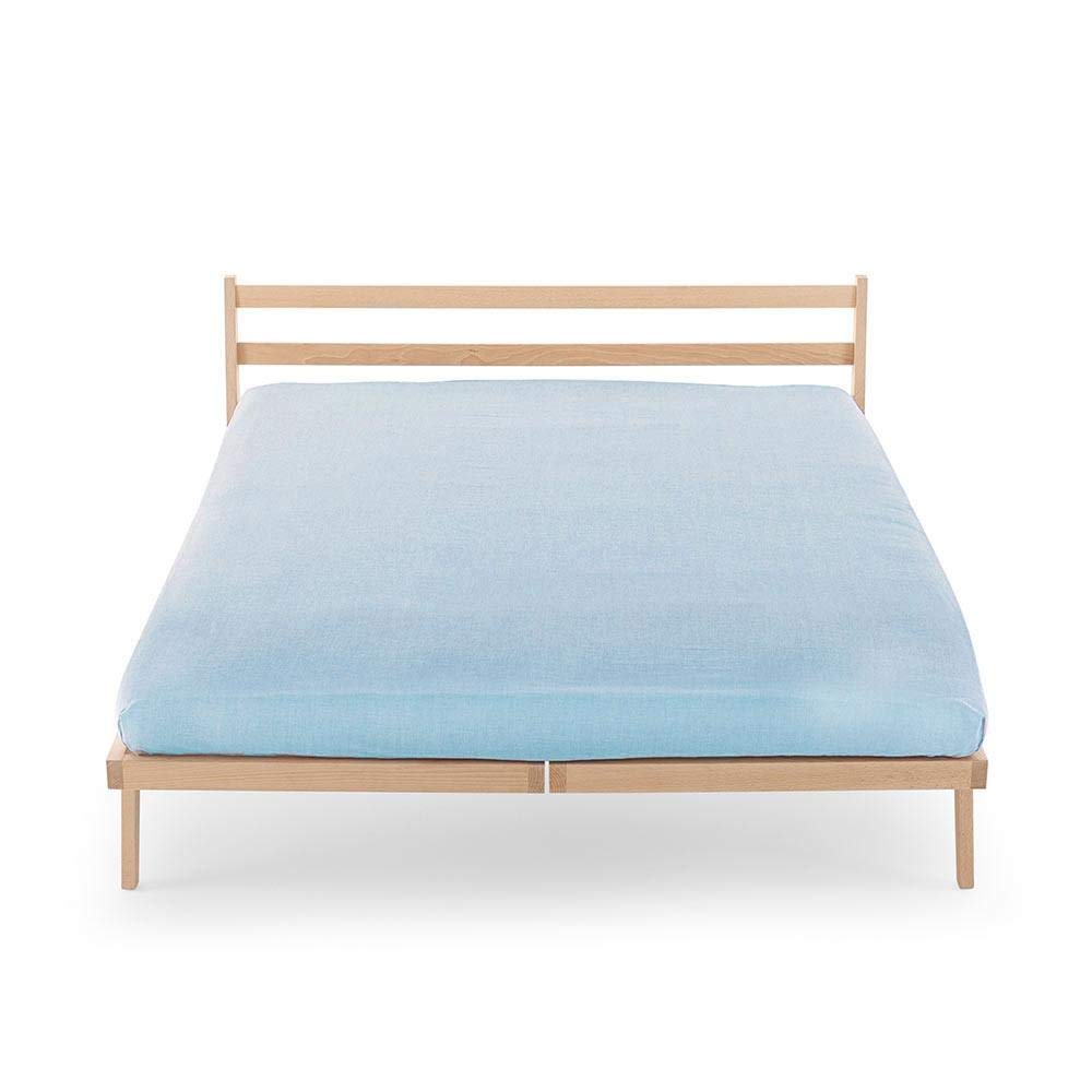 Happidea Fitted Sheet for Single Bed 90 x 200 cm Blue