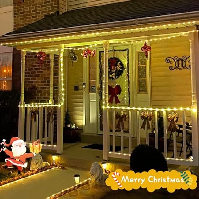 JMEXSUSS 200 LED Solar Rope Lights,66ft 8 Modes Solar Rope Lights Outdoor Waterproof LED Solar Powered Rope Tube for Fence,Gazebo,Yard,Walkway,Path(Warm White)