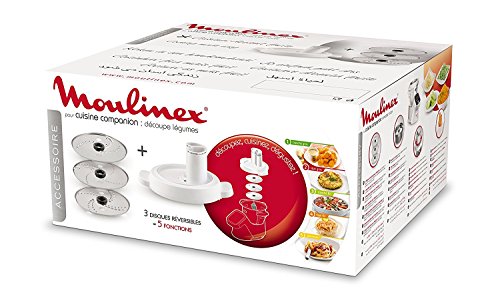 Moulinex XF3831 Accessorio Taglia Verdura per Cuisine Companion, 3 Dischi, 5 Funzioni, Bianco