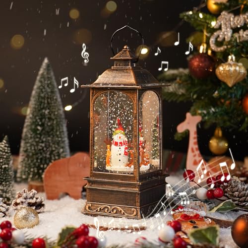 Catálogo de Navidad comprados en linea. 37 FAMILUCKY 22CM Lámpara Decorativa de Navidad Vintage,Iluminaciones Navideñas, Caja de Música Iluminada Giratoria, Doble Fuente de Alimentación Mediante USB o Pilas, Escena...
