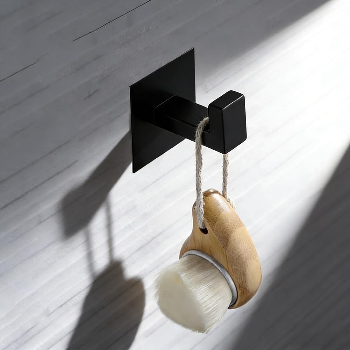 Gancho Cuadrado para Toallas Resistente y Estable Gancho de Puerta Autoadhesivo de Acero inoxidable 304 Ganchos de Pared Impermeables para Accesorios de Cocina y Baño (Negro, 4 unit)