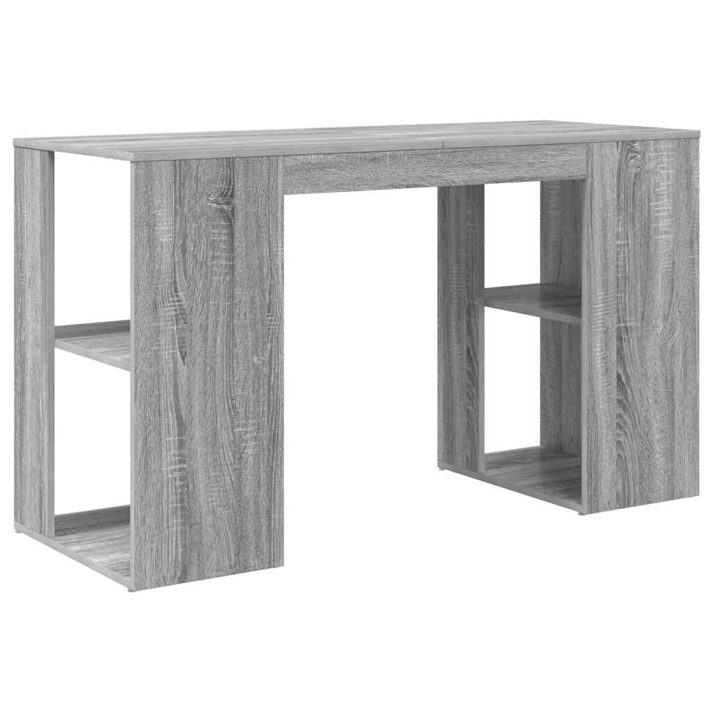 Scrivania in legno ingegnerizzato grigio sonoma 130 x 50,5 x 75 cm con ripiano e cassetto, tavolo da lavoro per ufficio casa studio, postazione computer gaming salvaspazio per smartworking