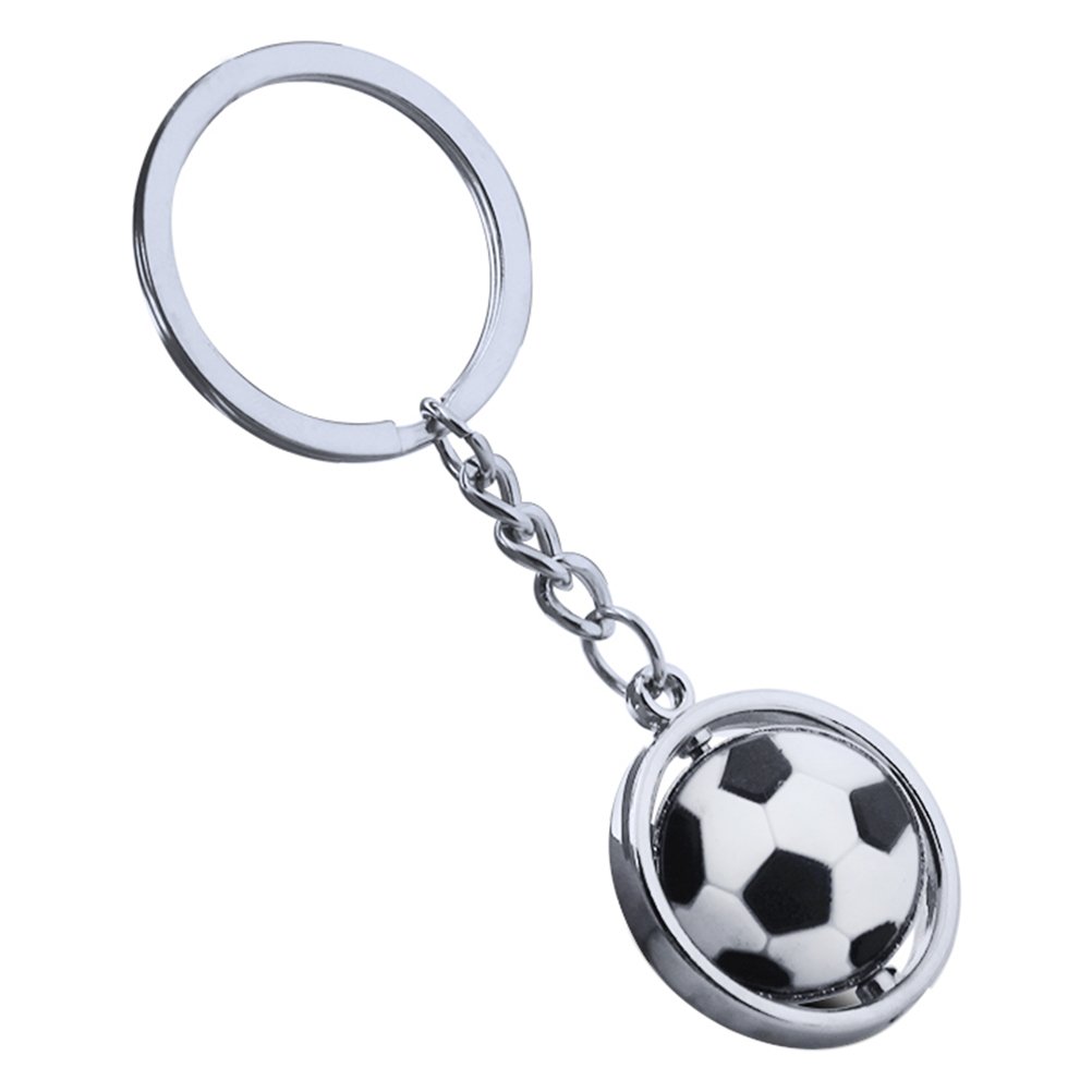 Soccer Ball Keychain - Metal Rotating 3D Sports Keychain, Football Key Ring, Birthday