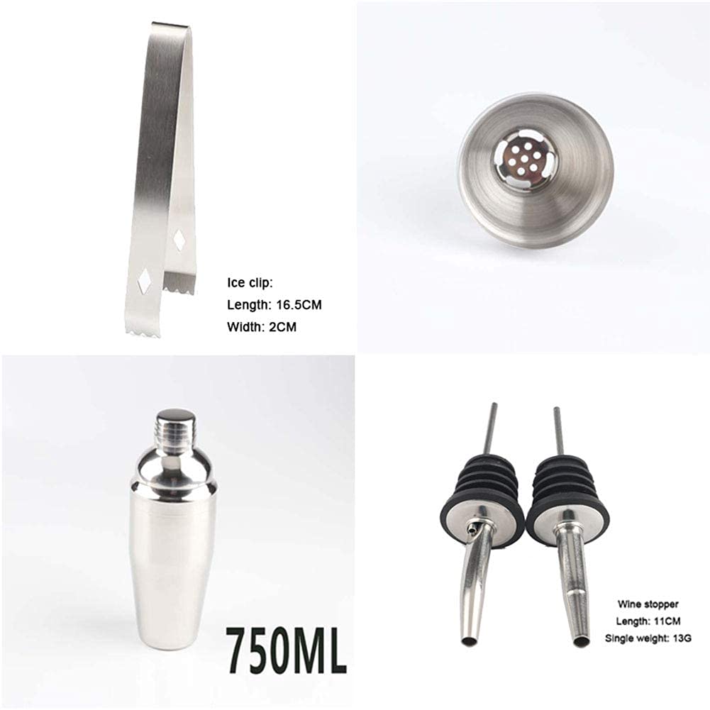 Juego de coctelera, Juego de Barman, 14 Piezas de Acero Inoxidable con Elegante Soporte de bambú, Kit de Barman para el hogar para Principiantes, Regalo de Boda de Navidad