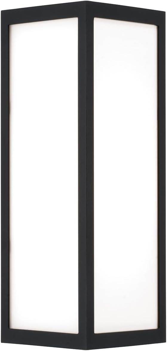 Capital Lighting 954711BK-LD Irvin Modern Painted White Glass Sleek Triangular Form Outdoor Wall Lantern, Integrated LED 11 Watt, 15" H x 8" W, Black