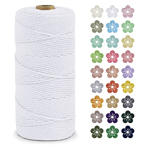 LEREATI Macrame Cord 2mm x 200m, Thick Macrame Rope Natural Cotton Rope Craft String