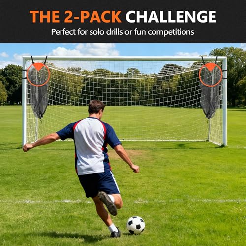 2-Pack Soccer Goal Target Portable Football Target Net Corner Soccer Target Net Youth Football Goal Kicking Net Goalkeeper Practice Goalie Throwing Accuracy Kids Small Training Equipment Adjustable - Thumbnail 6