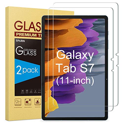 Screen protector for Galaxy Tab S7, [2-pack] SPARIN 9H Hardness Tempered Glass for Samsung Galaxy Tab S7 with S Pen Compatible, Bubbles-free