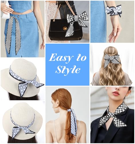 4PCS Purse Scarf for Handbags, Multifunctional Boho Checkered Purse Scarves for Handbags for Women, Suitable for Skinny Hair and Neck Accessories3