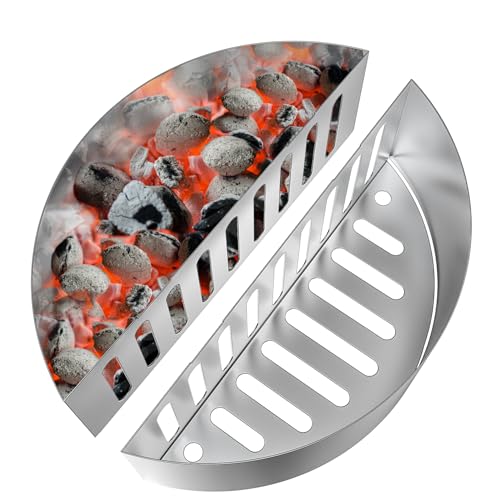 onlyfire Edelstahl Kohlekorb 2er Set, Holzkohlekörbe für Kugelgrill, Charcoal Grills, Kettle Grills, Char-Basket, Holzkohle-Körbe, Grillzubehör, Hohe Kapazität, Silber